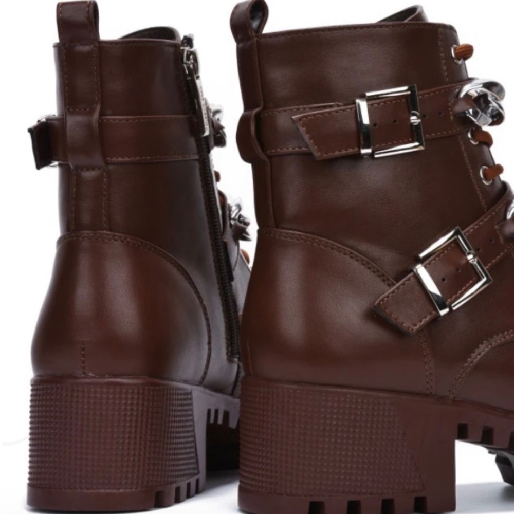 KYRA DOUBLE CHAIN STRAP COMBAT BOOTS - Picture 7 of 8